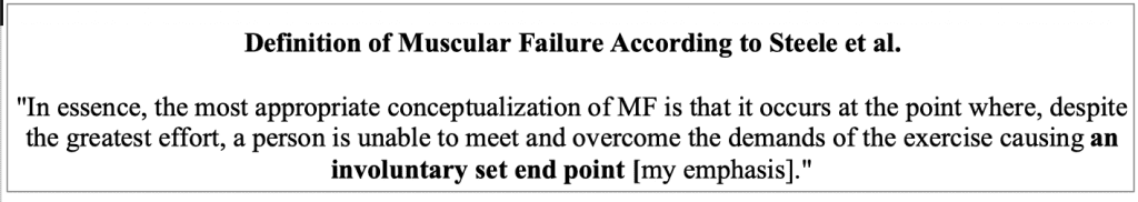 Steele Definition of Muscular Failure